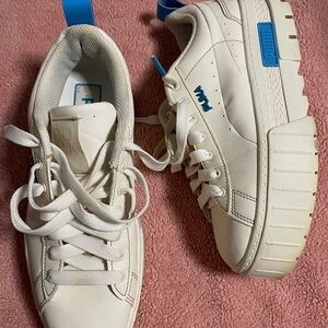 Puma White Sneakers with Blue Highlights